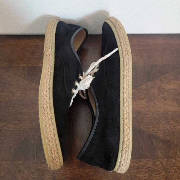 Jenni Kayne Black Suede Espadrille Sneaker Trainer EU 39 US 9 Made in Italy Lace - Picture 5 of 11